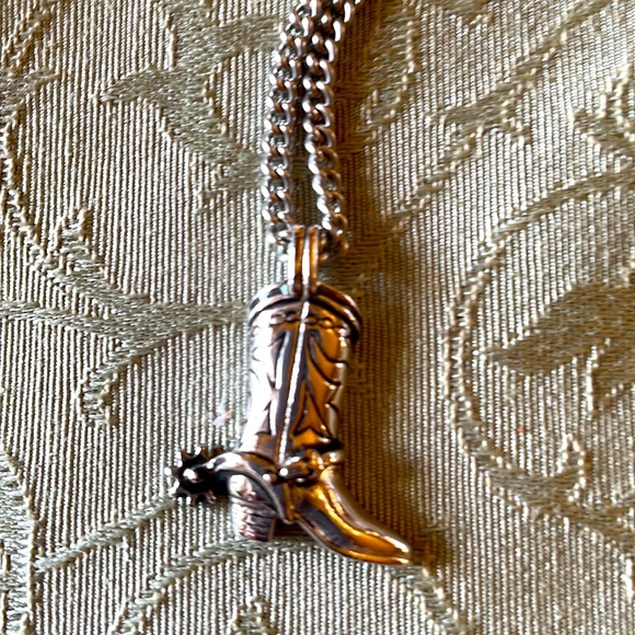 Avon Jewelry Vintage 97s Avon Silver Toned Cowboy Boot Pendant On A